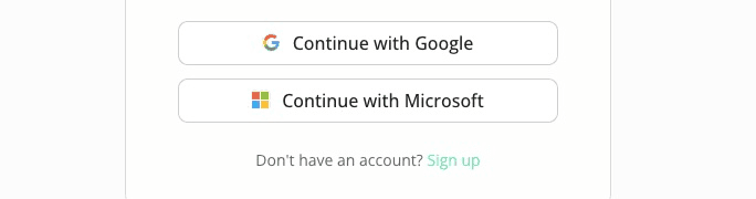 The hosted sign-in screen's Continue with Google and Continue with Microsoft buttons.