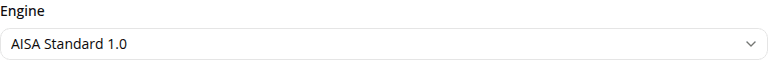 The Engine field on the new agent version page, collapsed to show AISA Standard 1.0 selected.